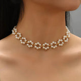 Ins Pearl Flowers Necklace Women's Clavicle