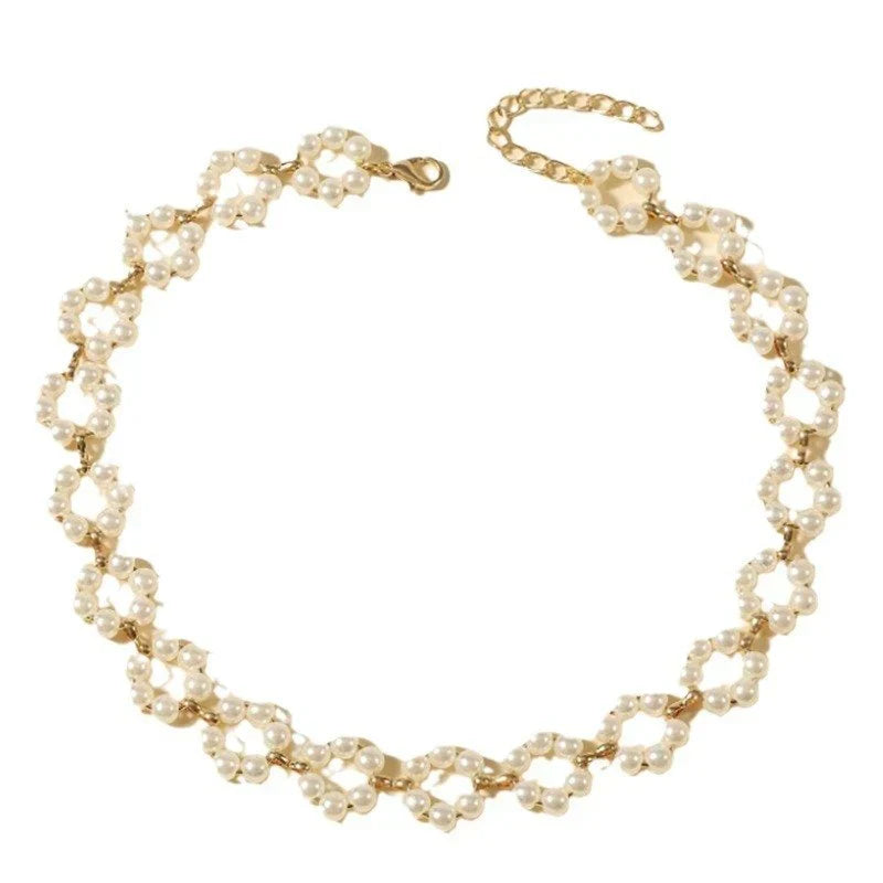Ins Pearl Flowers Necklace Women's Clavicle