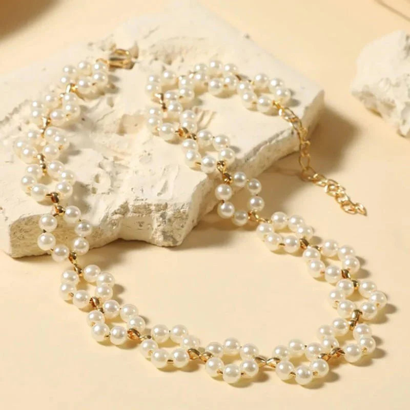 Ins Pearl Flowers Necklace Women's Clavicle